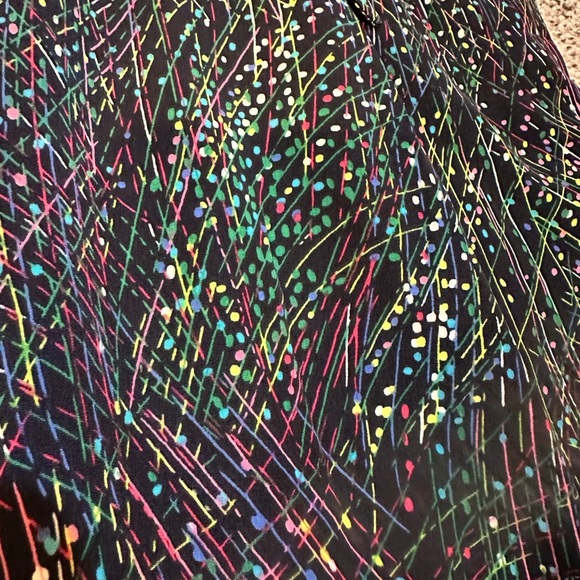 FOREVER 21 Sz L Black Pink Green Dress Multicolor Abstract Print Bow Belt R $38 - Picture 4 of 11